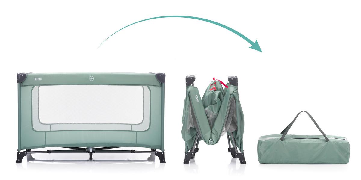 Reisebett Nizza - Salbeigrün, LIFESTYLE, Textil/Metall (120/60cm) - Fillikid