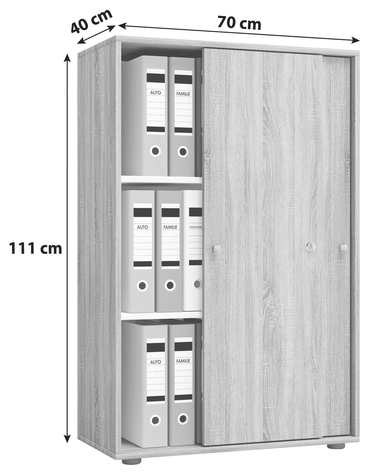 Aktenschrank versperrbar Lona XL Eiche Dekor B: 70 cm - Sonoma Eiche, Basics, Holzwerkstoff (70/111/37cm) - MID.YOU