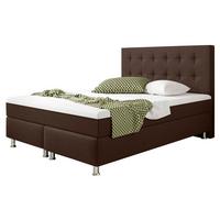 Boxspringbett Köln Plus-F - Silberfarben/Braun, KONVENTIONELL, Textil (140/115/210cm) - MID.YOU
