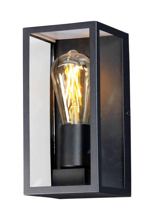 Außenwandleuchten Karo 60w Flachglas, Aluminium - Klar/Schwarz, Basics, Glas/Metall (11/23,6/11cm)