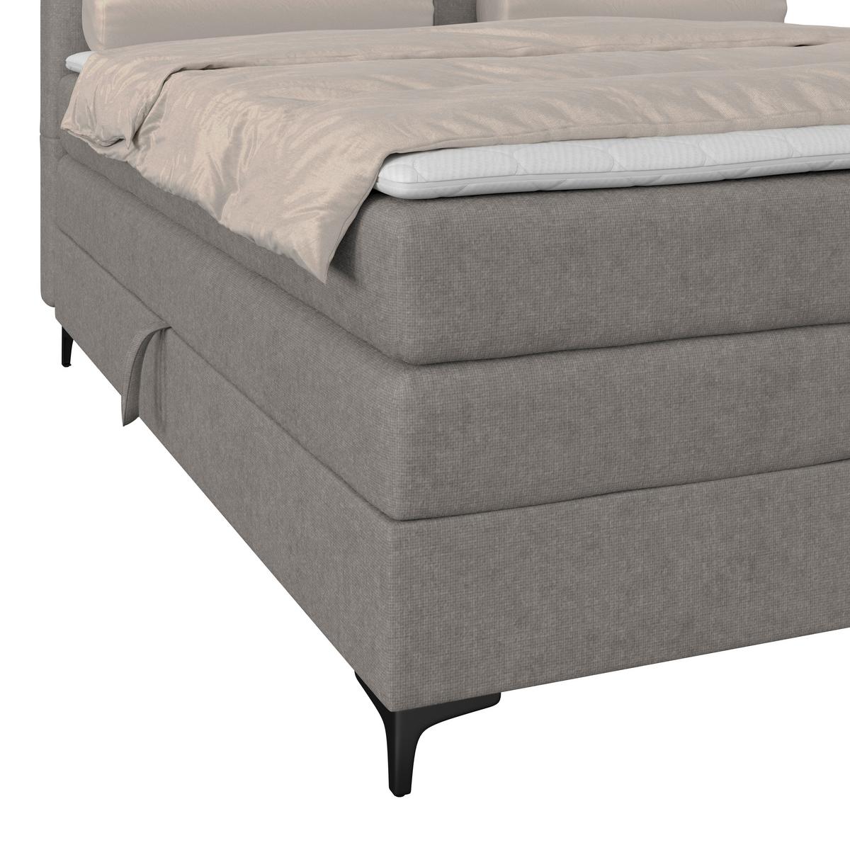 Boxspringbett MITTO Taupe 140x200 cm - Taupe/Schwarz, KONVENTIONELL, Textil/Metall (140/200cm)