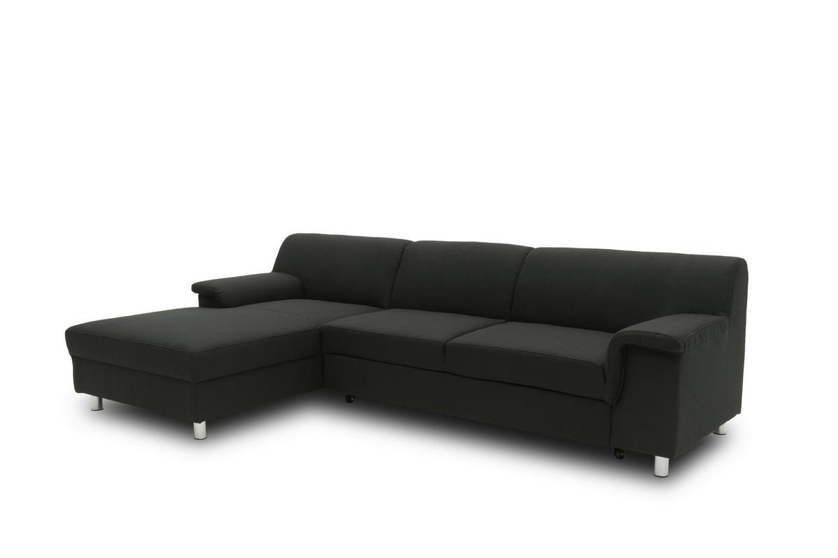 Ecksofa Jamie Armlehnen Schwarz Webstoff - Chromfarben/Schwarz, KONVENTIONELL, Textil (150/251cm) - MID.YOU