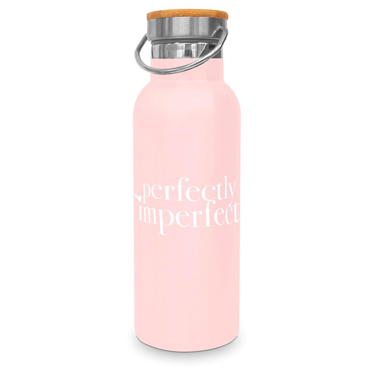 Termoska na nápoje Perfectly Imperfect, 0,5l - bílá/růžová, kov (22,5cm)