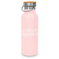 Termoska na nápoje Perfectly Imperfect, 0,5l - bílá/růžová, kov (22,5cm)