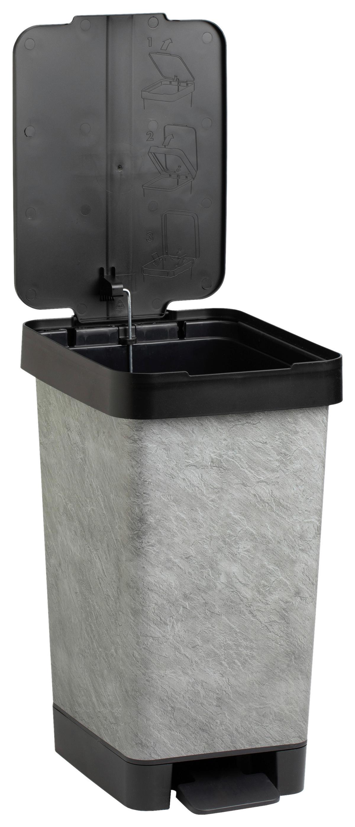Koš s nášlapným pedálem STYLE- CA. 25L - šedá/černá, Moderní, kov/plast (26/36/47cm) - Mömax