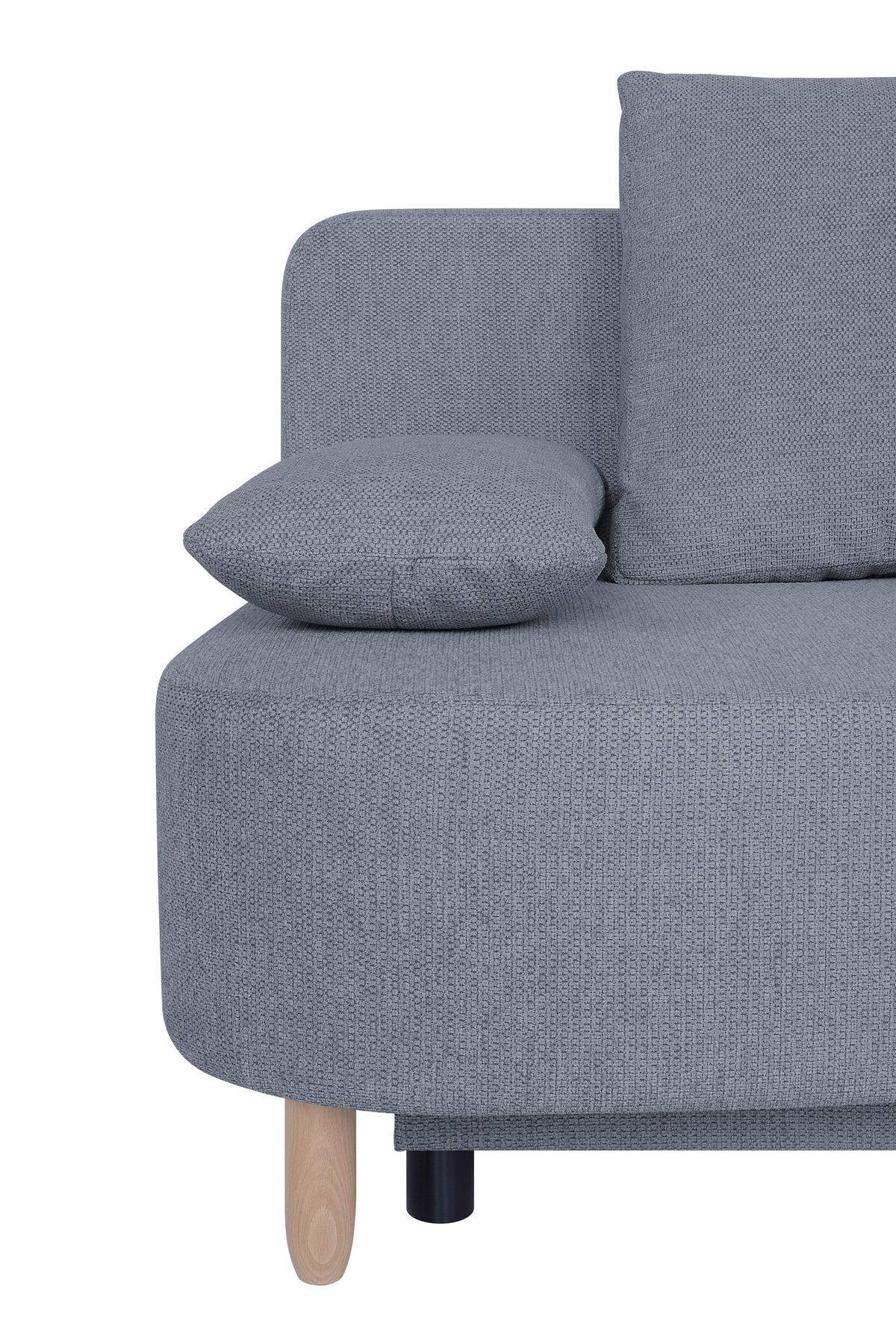 Schlafsofa mit Bettkasten Lara Grau - Dunkelgrau/Buchefarben, Design, Holzwerkstoff/Textil (193/86/85cm) - P & B