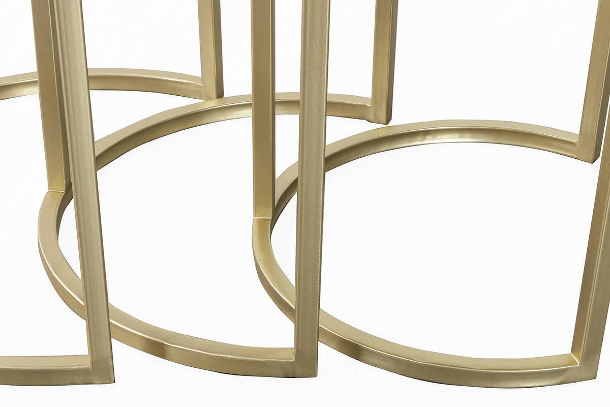 Beistelltisch 3-Teilig Tria Goldfarben/Weiß - Goldfarben/Weiß, Trend, Stein/Metall - Kayoom