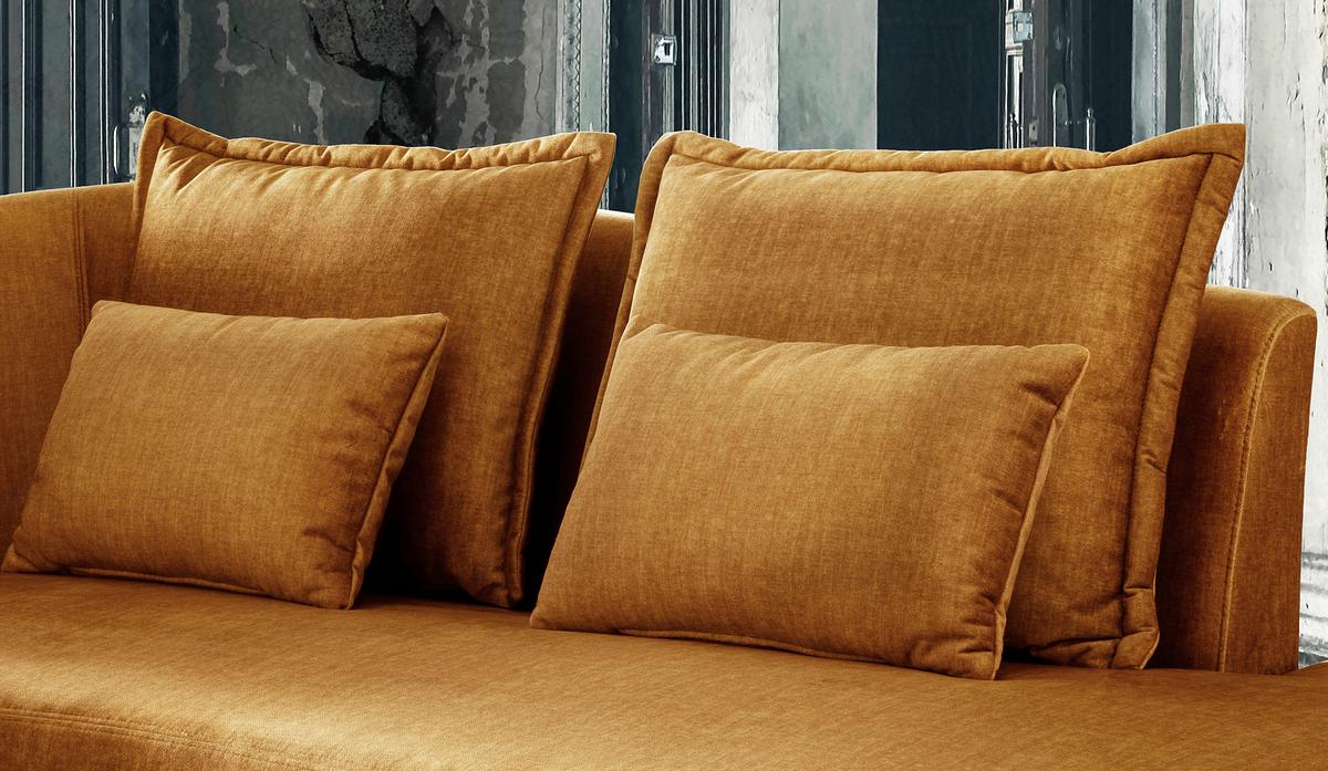 Ottomane Pistaccio Gelb Velours, Rücken Echt B: 211 Cm - Gelb/Schwarz, MODERN, Textil (211/85/101cm) - Livetastic