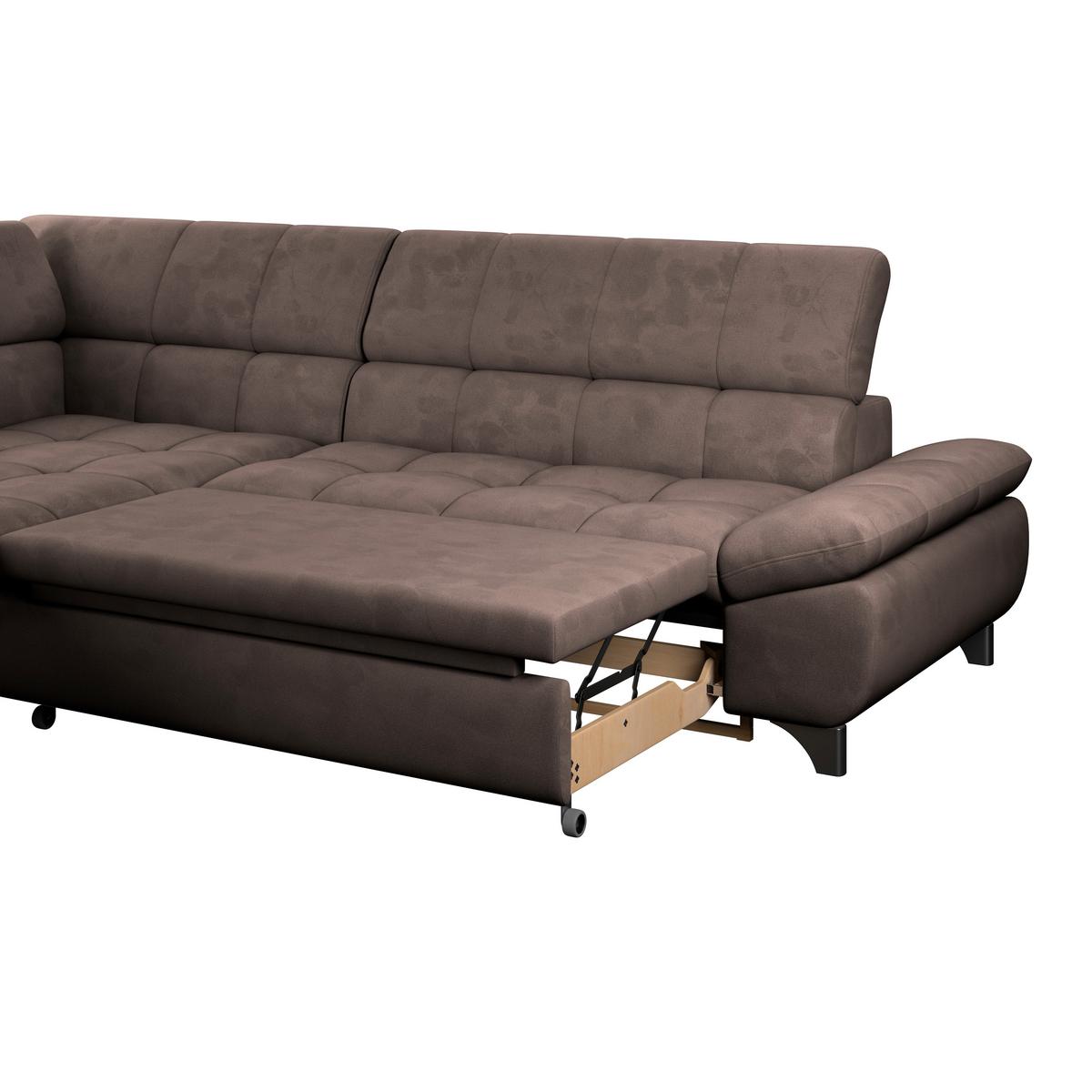 Ecksofa Gemini Dunkelbraun, B: 234cm - Chromfarben/Dunkelbraun, KONVENTIONELL, Textil (234/312cm)