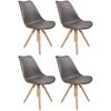 Schalenstuhl-set 4er Levi Grau Lederlook Echtholz Beine - Eichefarben/Grau, MODERN, Holz/Kunststoff (48/81/57cm) - Ondega