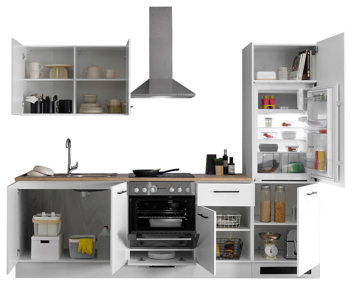 Kuchyňský blok bez spotřebičů TIROL - bílá/barvy dubu, Basics, kompozitní dřevo/plast (270cm) - MID.YOU