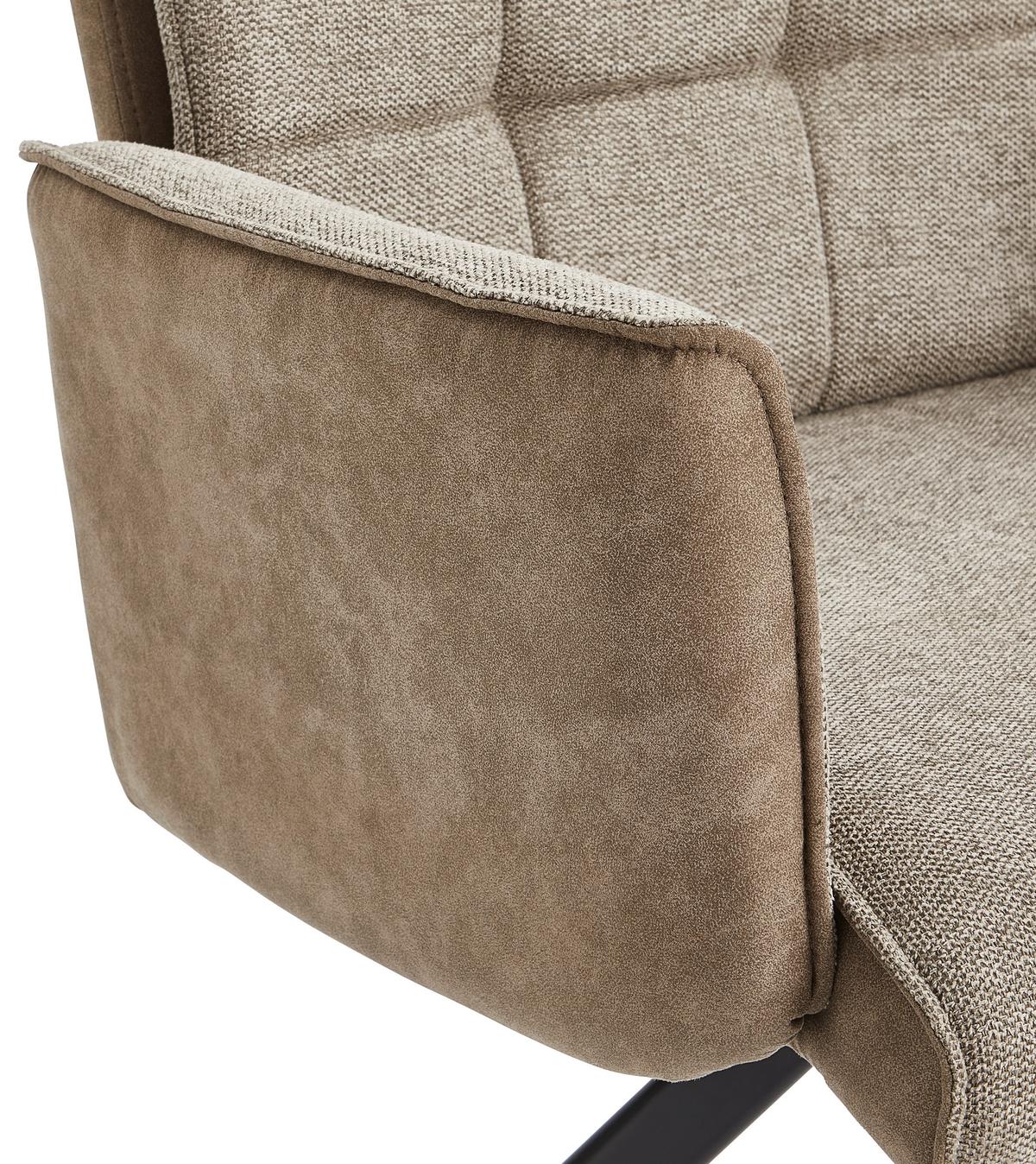 Armlehnstuhl Frida Braun/Grau Sitzfläche drehbar - Schwarz/Braun, MODERN, Holz/Textil (61/91/64cm) - Livetastic