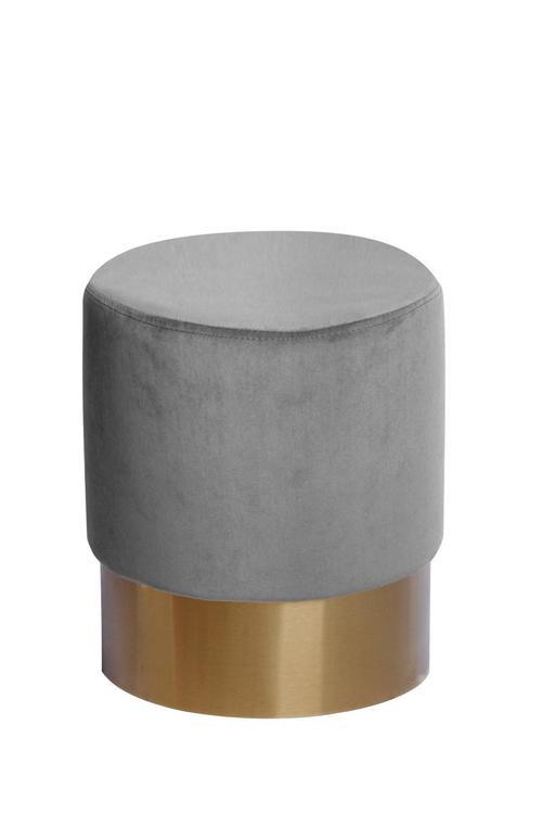 Pouf Nano Samt Grau/ Goldfarben DxH: 35x42 cm