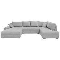 Rohová sedačka SENSO U, pravá, svetlosivá,úl.priestor a lôžko - svetlosivá/chrómová, Modern, drevo/textil (183/346/197cm)