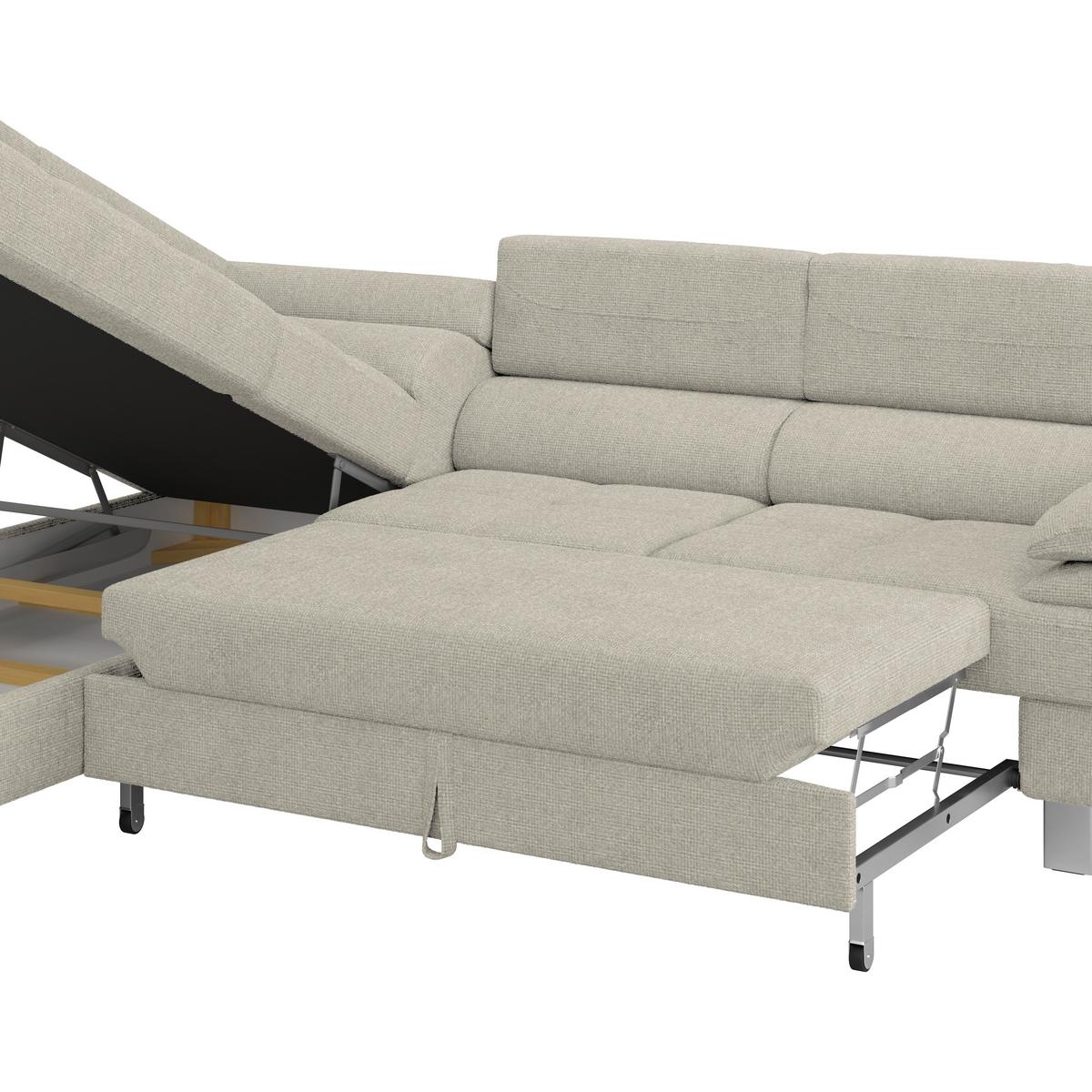 Ecksofa Mit Schlaffunktion & Bettkasten Savona Greige - Greige, MODERN, Textil (230/270cm) - Ondega