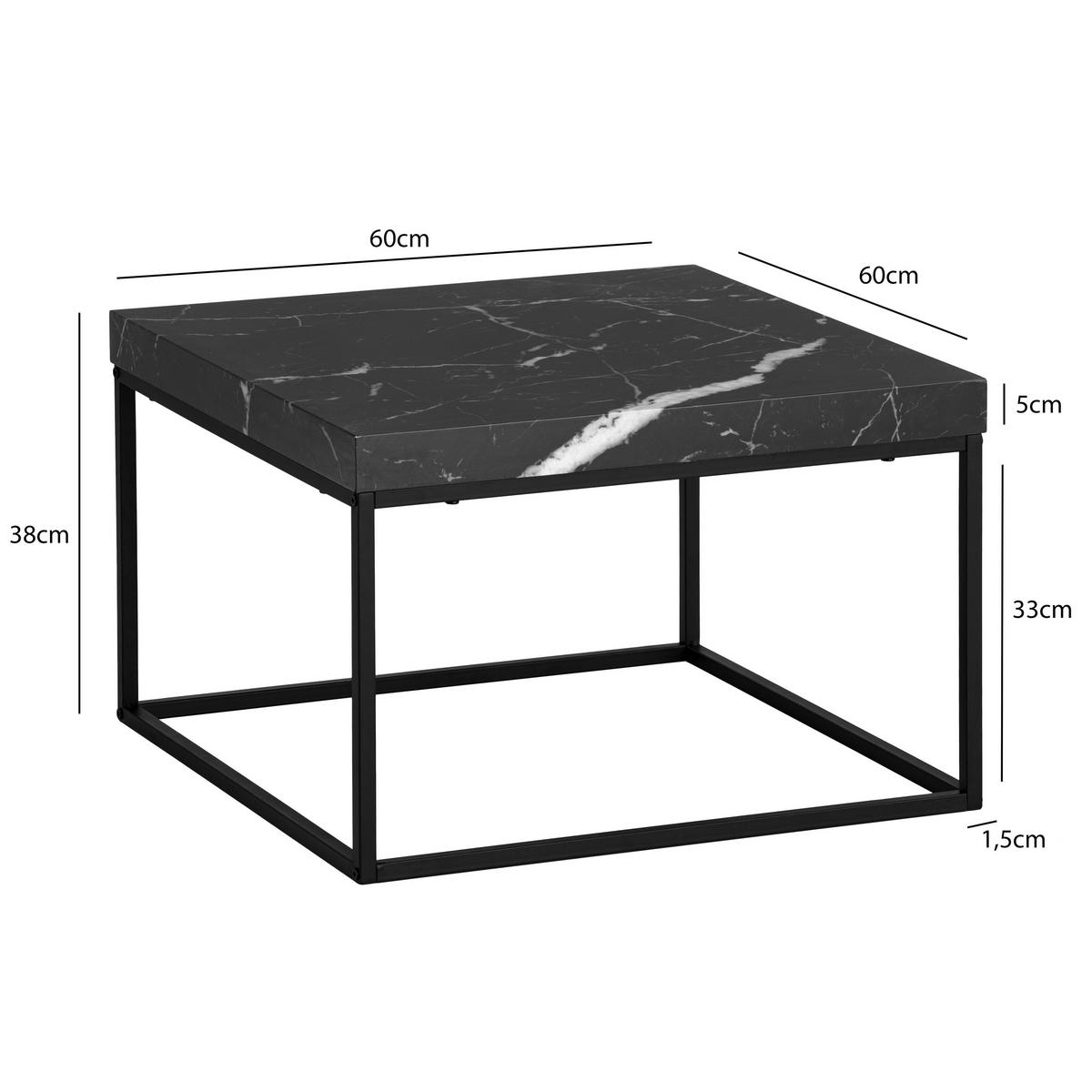 Couchtisch Schwarz L: 60 cm - Schwarz, Design, Holzwerkstoff/Metall (60/60/38cm) - Livetastic