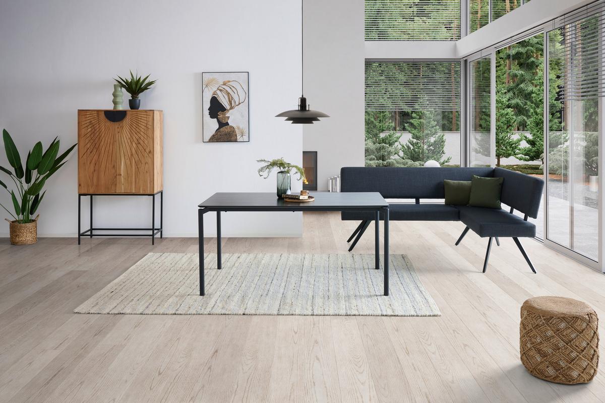 Eckbank Andros - Dunkelgrau/Schwarz, KONVENTIONELL, Textil/Metall (190/150cm) - MID.YOU