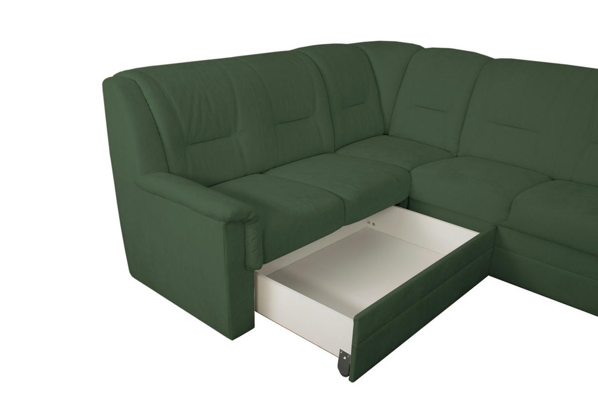 ECKSCHLAFSOFA Rafael, Dunkelgrün 279x224cm - Dunkelgrün/Beige, Trend, Textil (279/224cm)