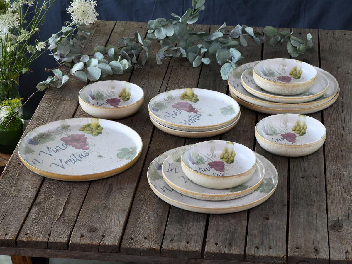 Tafelservice Uno In Vino Veritas, 12--Teilig., Multicolor - Multicolor, Basics, Keramik - Creatable
