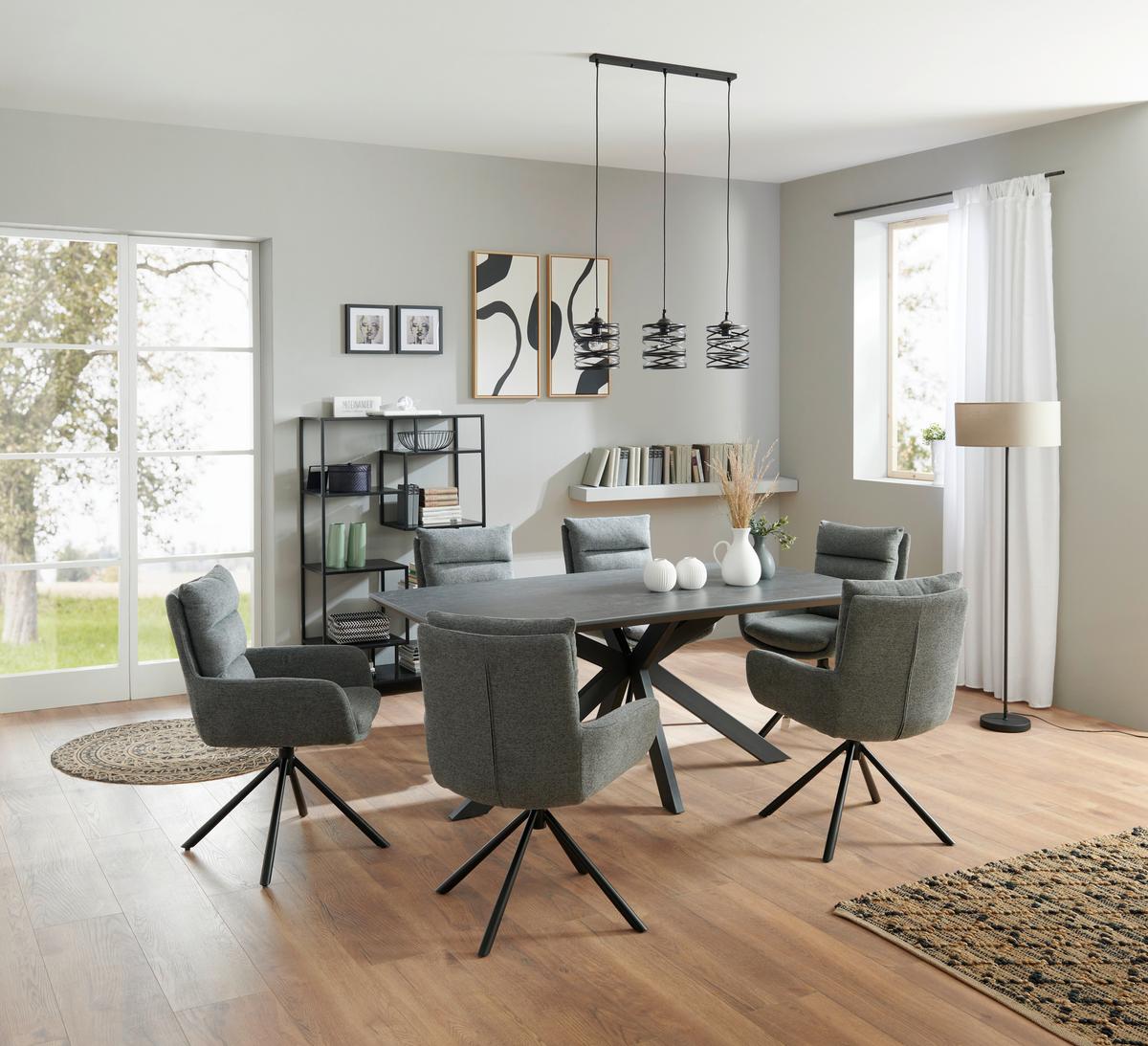 Esstisch Steve 1 180x90 Cm Schwarz - Schwarz, MODERN, Keramik/Holzwerkstoff (180/76/90cm)