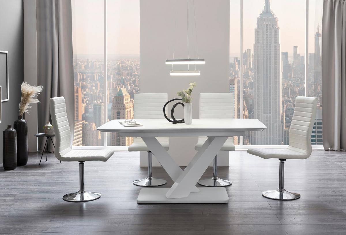 Stuhl-Set Weiß B: 45 cm - Silberfarben/Weiß, MODERN, Textil/Metall (45/106/65cm) - Livetastic