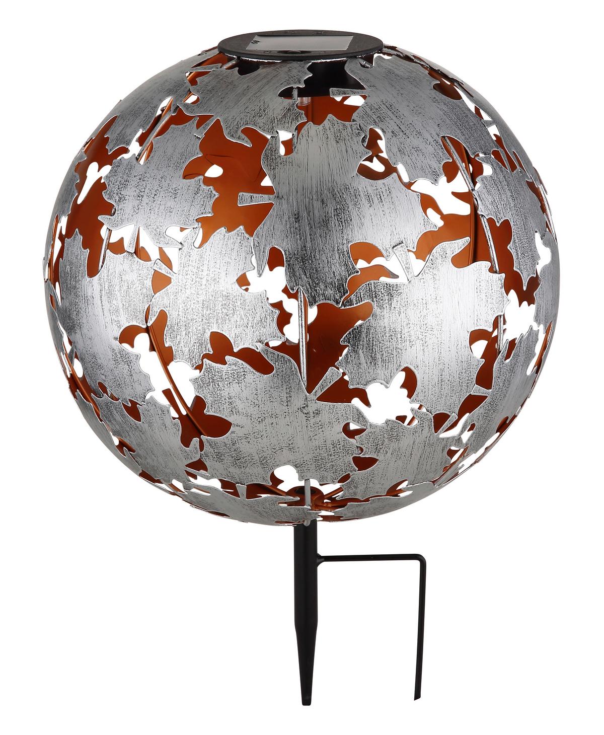 Solarleuchte 3000k, Warmweiß - Silberfarben/Schwarz, Design, Metall (27/37cm) - Globo