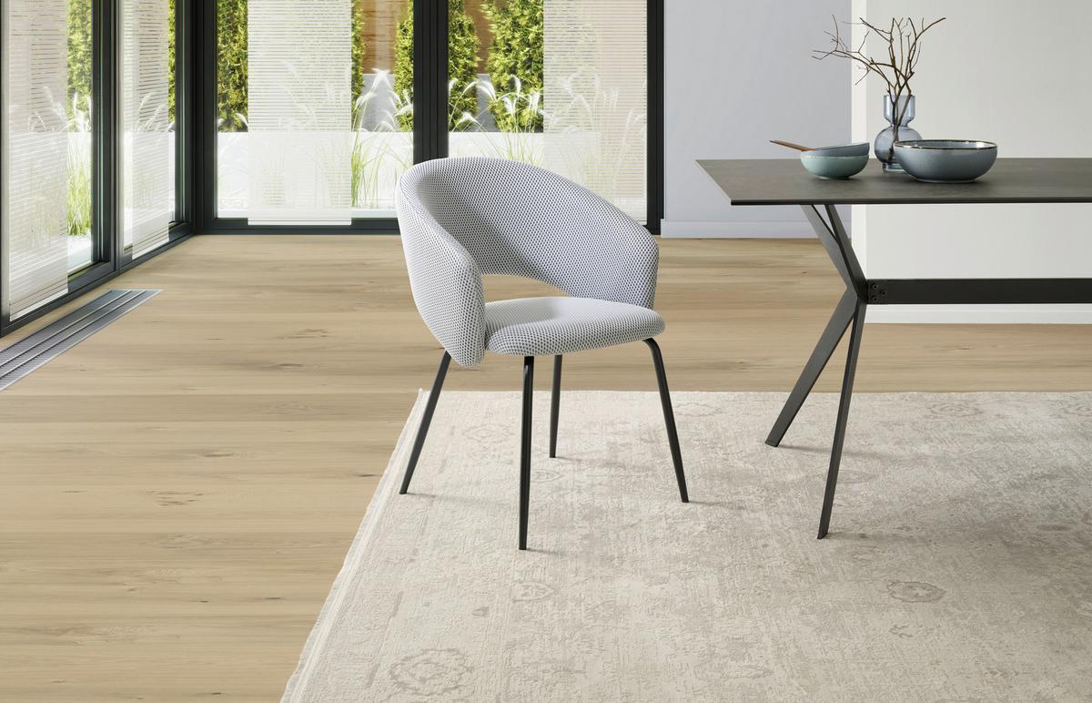 Armlehnstuhl Celine Textil Hellgrau B: 58 Cm - Hellgrau/Schwarz, MODERN, Textil/Metall (58/80/60cm) - MID.YOU