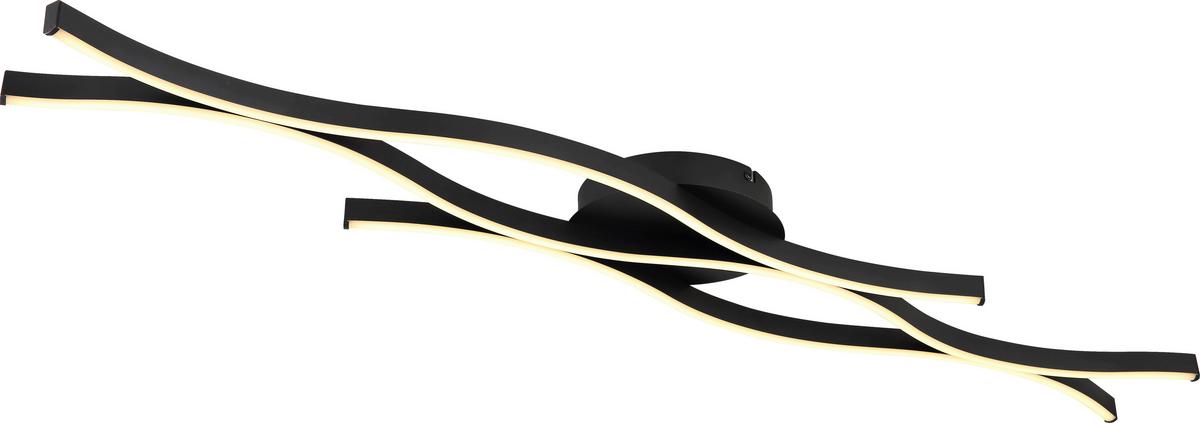 LED stropné svietidlo Relo - čierna/opálová, Modern, kov/plast (107,6/18/6cm) - Mömax
