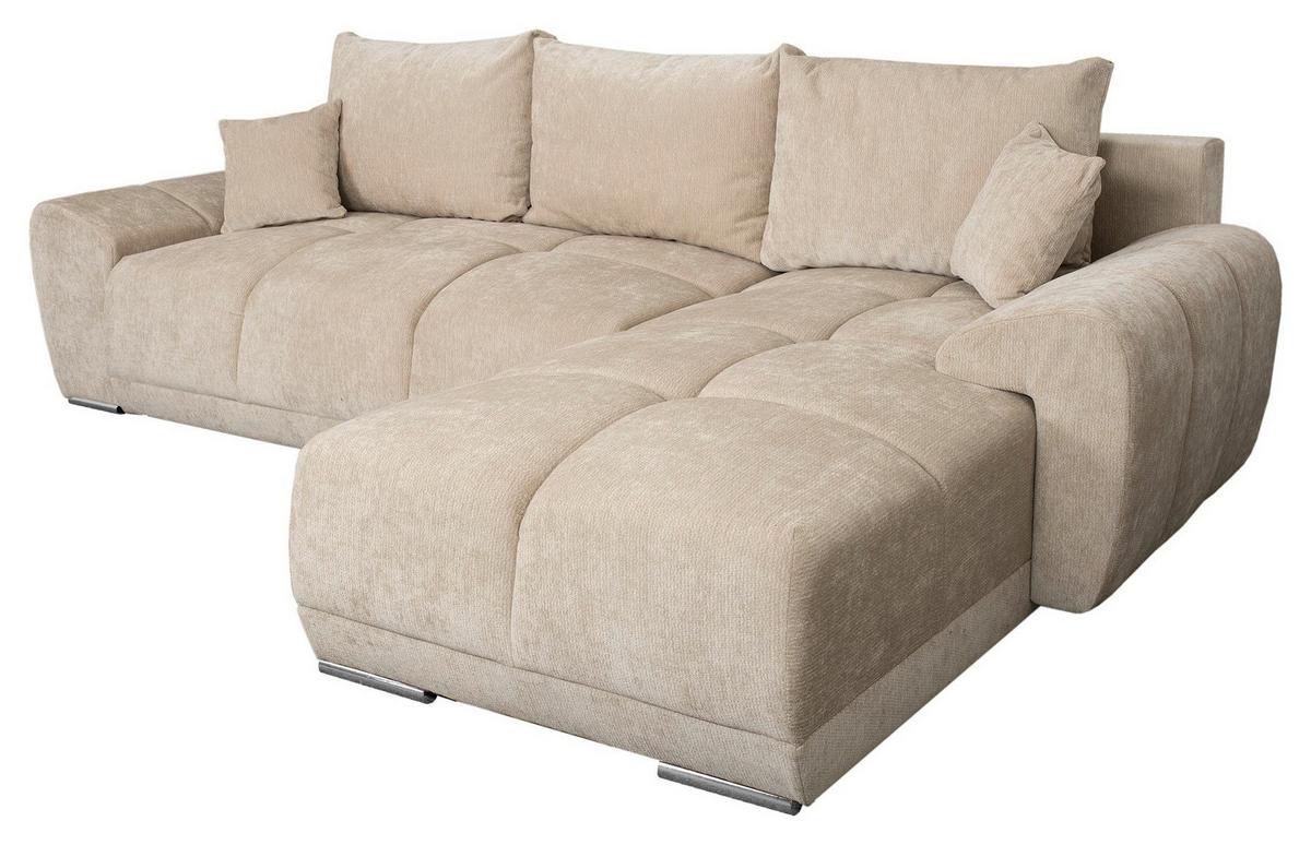 Eckschlafsofa Ramon Beige S: 296x182 cm - Chromfarben/Beige, Trend, Textil (296/182cm)