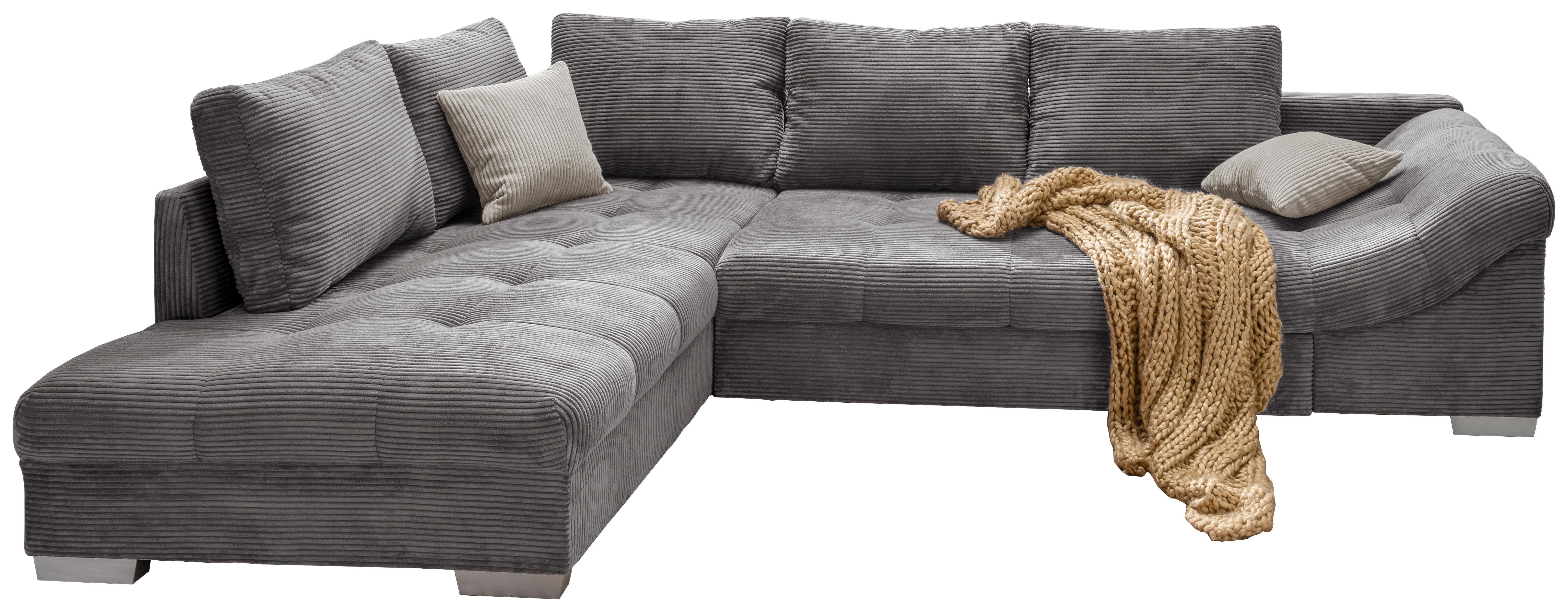 Rohová sedačka ALVITO, ľavá, sivý menčester - sivá/strieborná, Design, drevo/textil (202/298cm) - MID.YOU