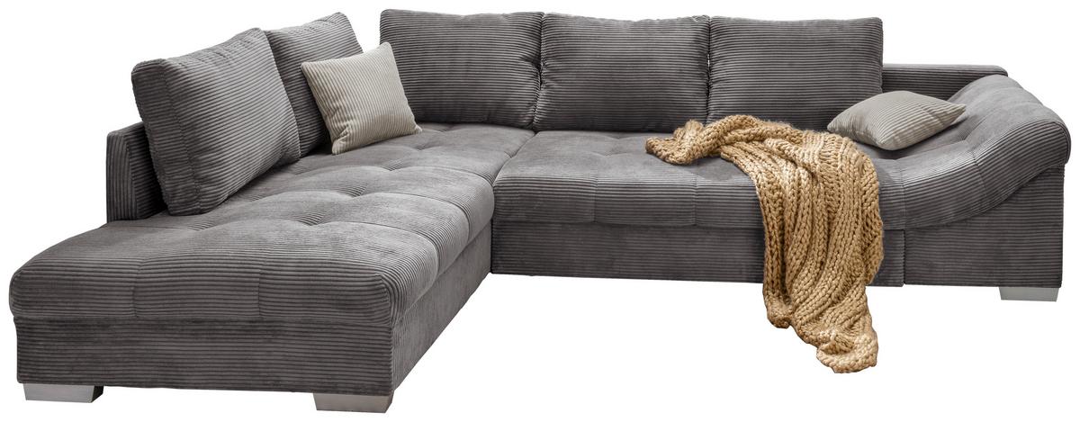 Rohová sedačka ALVITO, ľavá, sivý menčester - sivá/strieborná, Design, drevo/textil (202/298cm) - MID.YOU