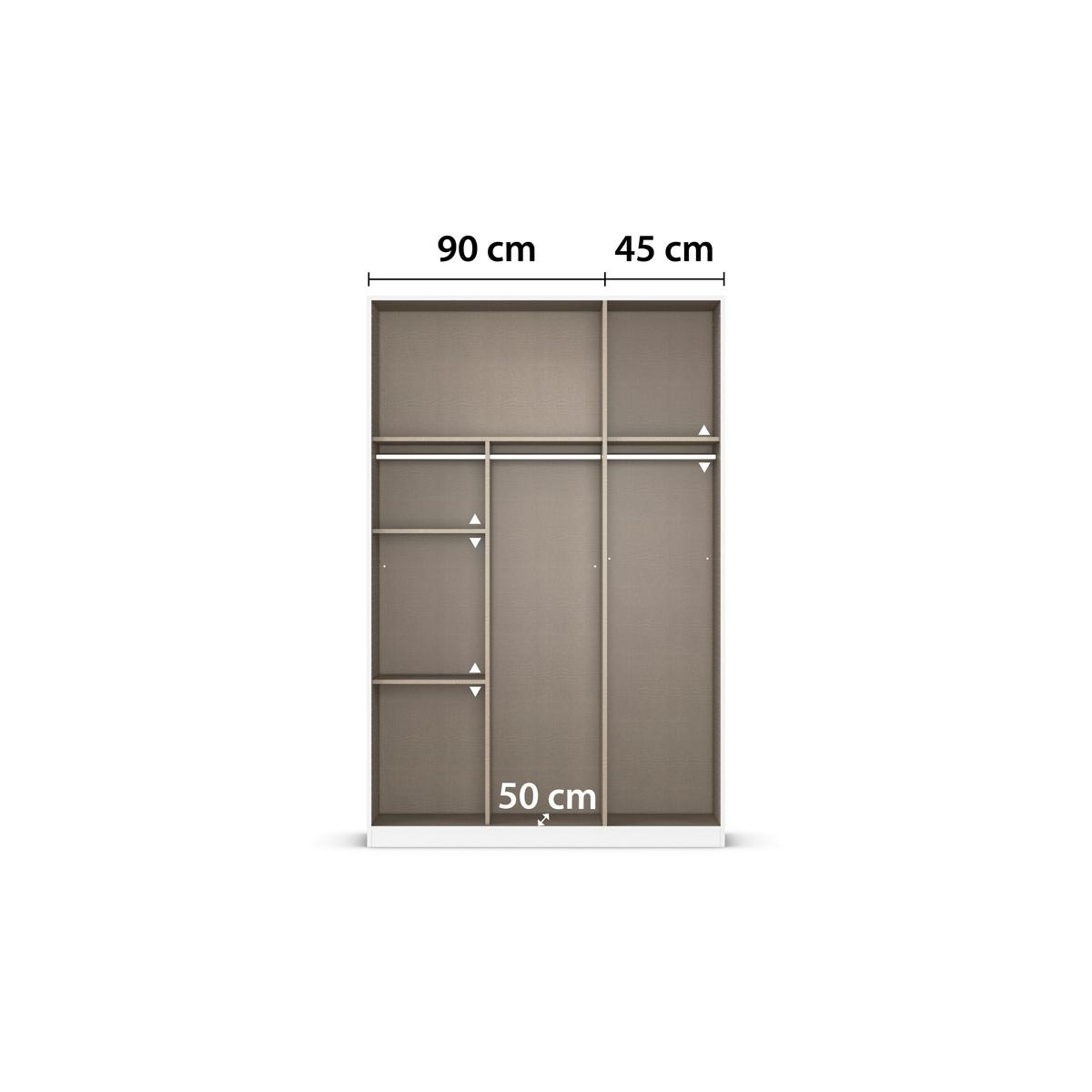 Kleiderschrank Reflect inkl. Inneneinteilung, 2 Körbe - Silberfarben/Grau, MODERN, Holzwerkstoff (136/210/54cm)