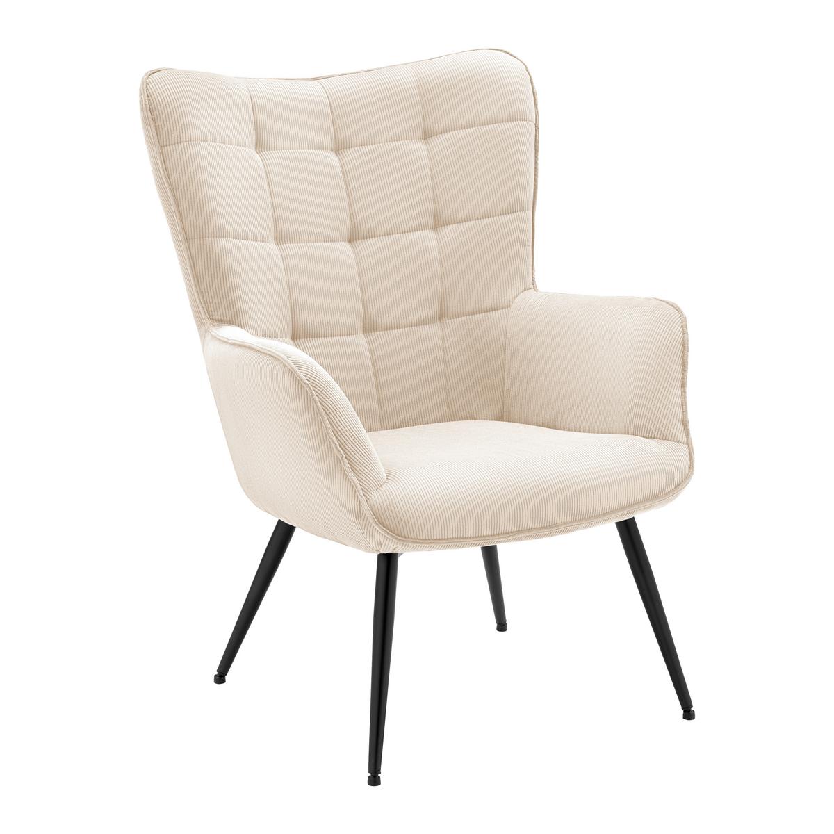 Kreslo GUNVOR - čierna/béžová, Modern, kov/drevo (73/97/79cm) - Mömax
