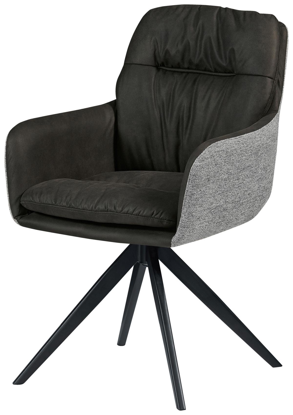 Armlehnstuhl Dian 125 - Schwarz, MODERN, Textil/Metall (57/87/64,5cm) - Kayoom