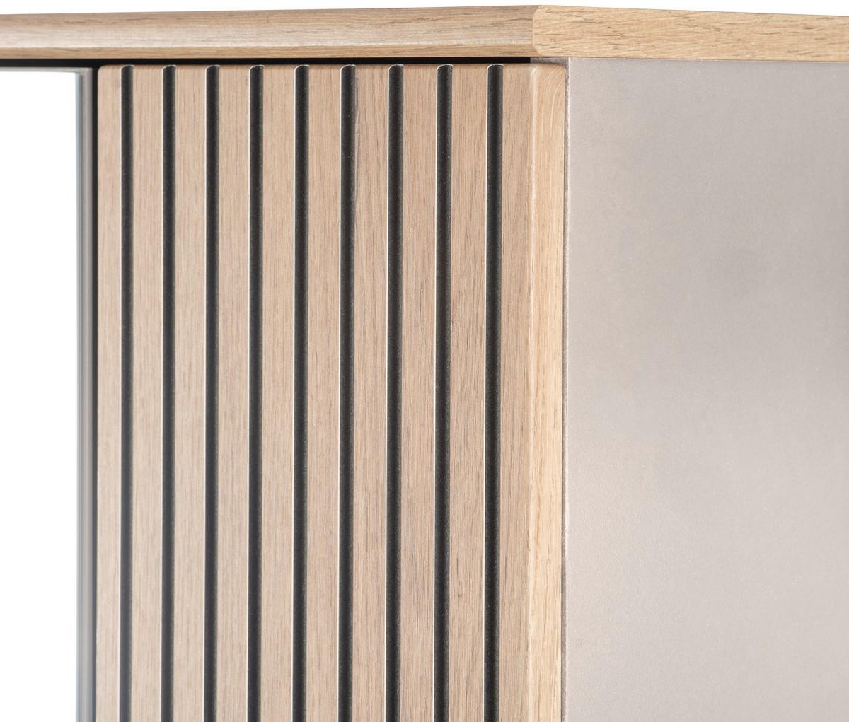 Garderobenschrank Clever Eiche Dekor/Kaschmir B: 55,5cm - Kaschmir/Eichefarben, MODERN, Glas/Holzwerkstoff (55,5/193/38cm)