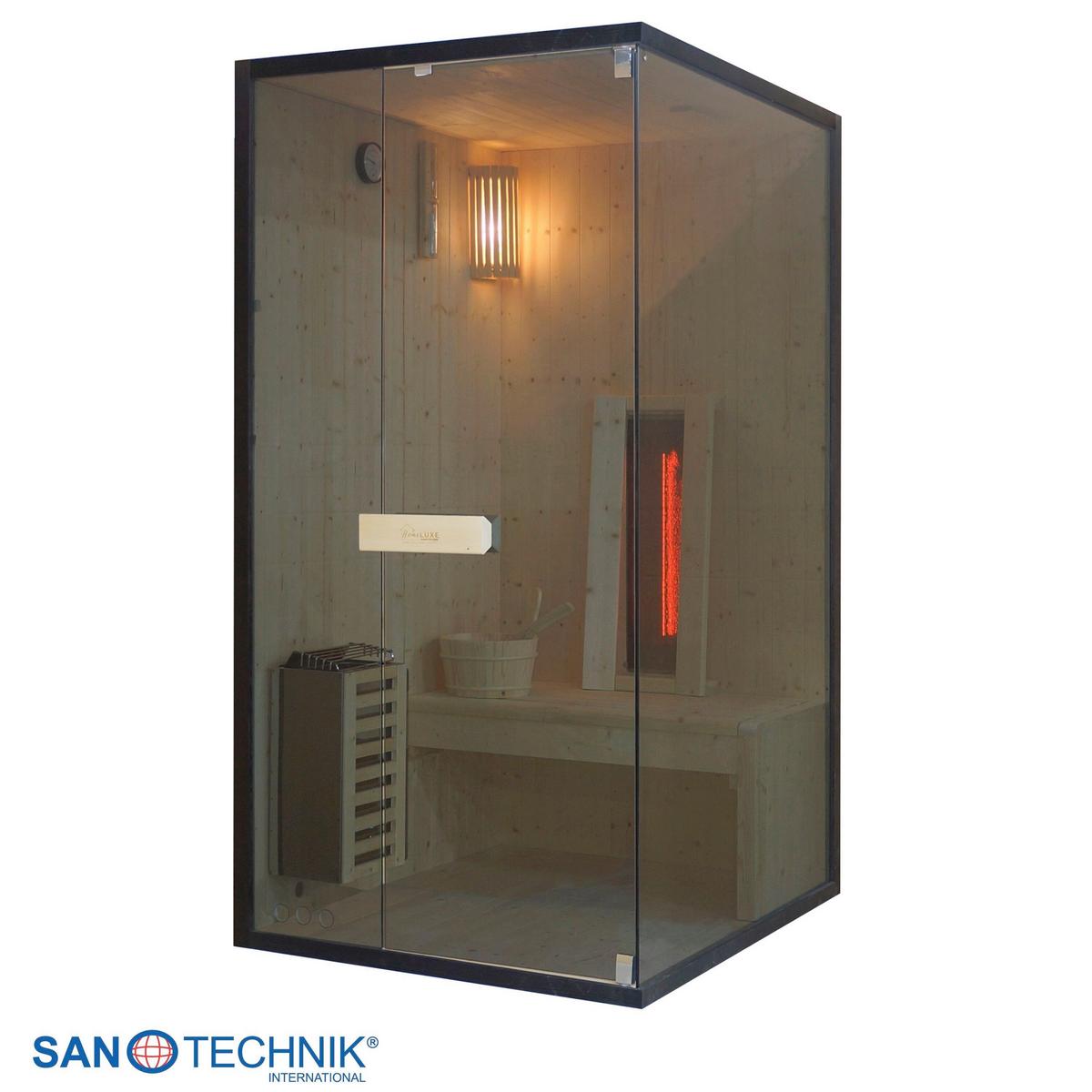Sauna+Infrarotkabine GLACIER S geeignet für 1 Person - Fichtefarben, Basics, Glas/Holz (100/120/200cm) - Sanotechnik