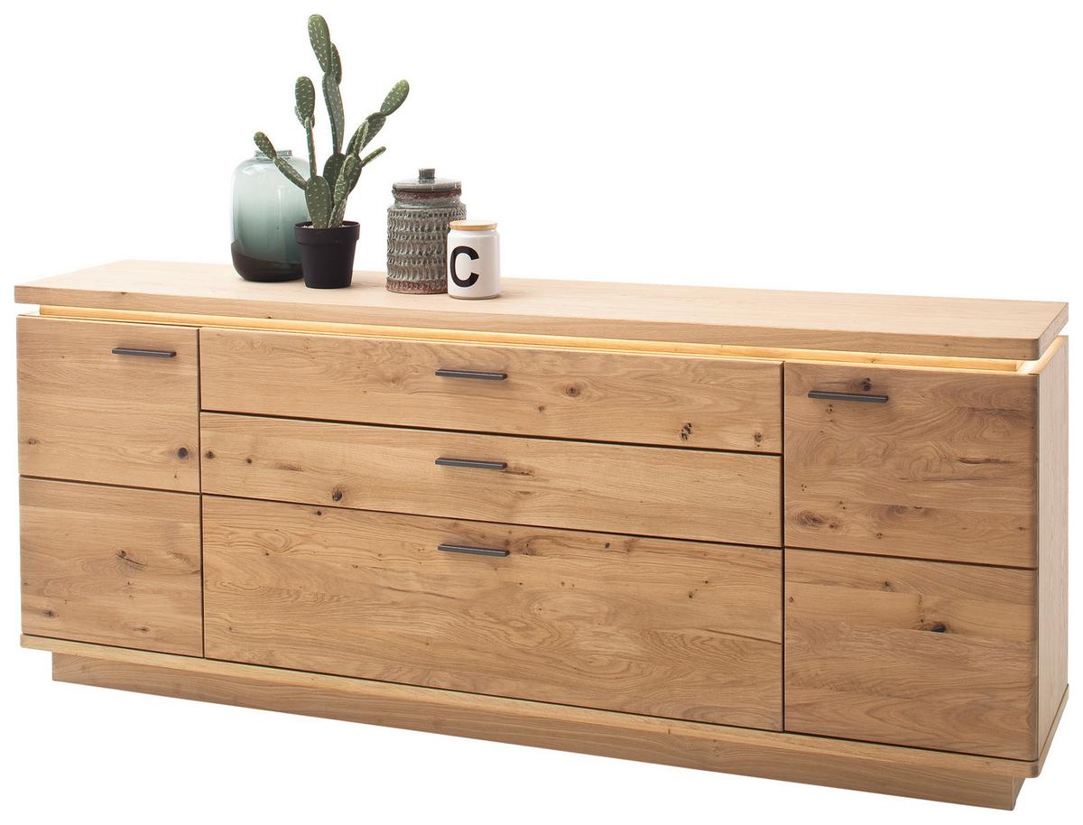 Sideboard teilmassiv 210 cm Barcelona Eichefarben - Eiche Bianco, Design, Holz/Holzwerkstoff (210/84/44cm) - Livetastic