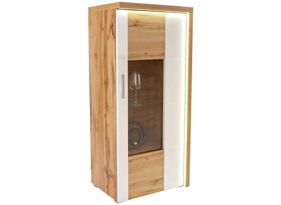 Vitrína Eleganza - farby dubu/biela, Moderný, kompozitné drevo/sklo (65/136.3/38cm) Vitrína Eleganza - farby dubu/biela, Moderný, kompozitné drevo/sklo (65/136.3/38cm)