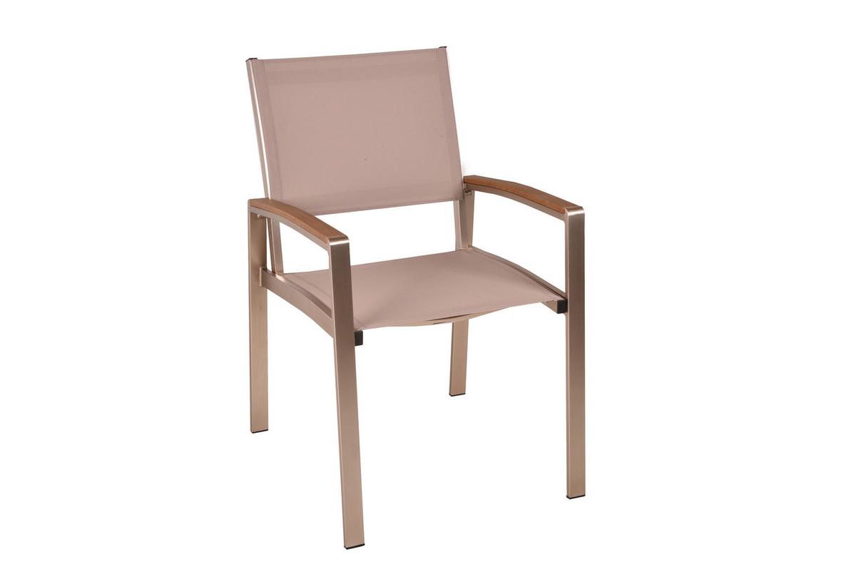 Gartenstuhl-Set Florence - Champagner/Grau, Basics, Kunststoff/Metall (56/87,5/59cm) - Gardenson