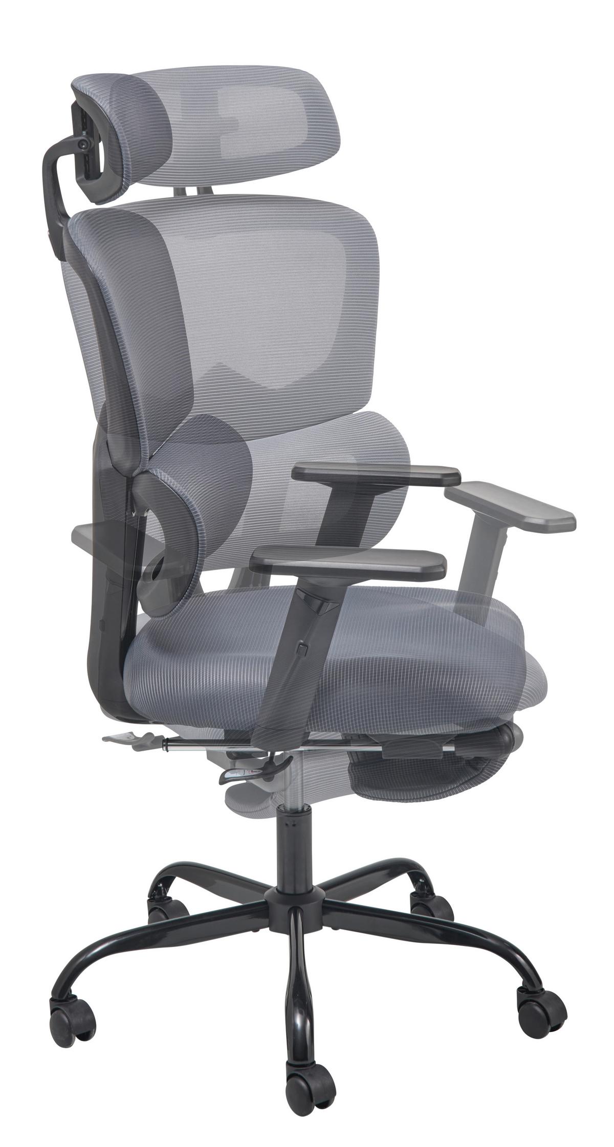 Drehstuhl Parma - Schwarz/Grau, MODERN, Kunststoff/Textil (65/115-123/68cm) - Livetastic