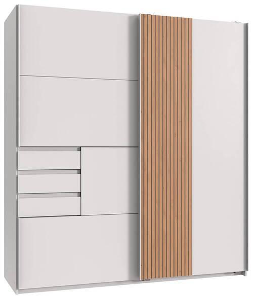 Schwebetürenschrank 180 cm Coburg Weiß/Eiche Dekor