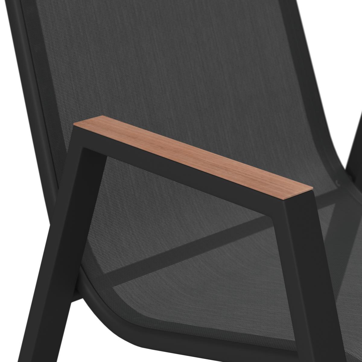 Gartenmöbel Set 7-Tlg. Latina aus Metall/Textil/Glas - Schwarz, MODERN, Glas/Textil (54,5/150/91/72/74/85cm) - Luca Bessoni