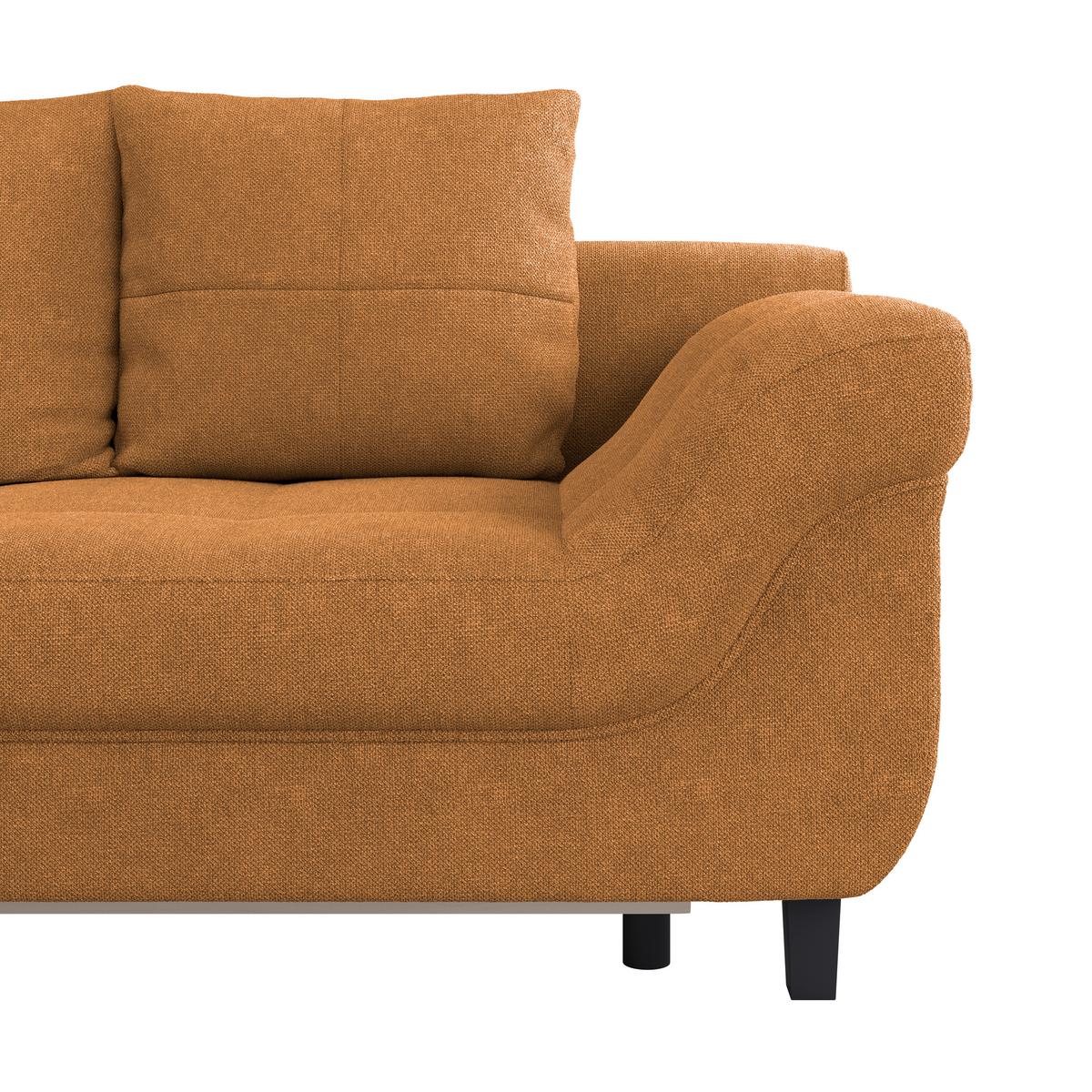 Ecksofa Mendoza - Schwarz/Orange, Design, Textil (197/309cm) - Ondega