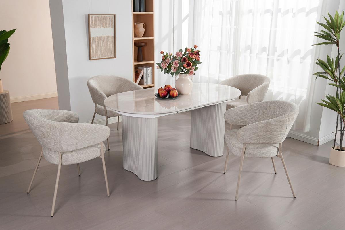 Armlehnstuhl Amira Chenille Beige, B: 60 Cm - Beige, LIFESTYLE, Holz/Textil (60/81/60cm) - Livetastic