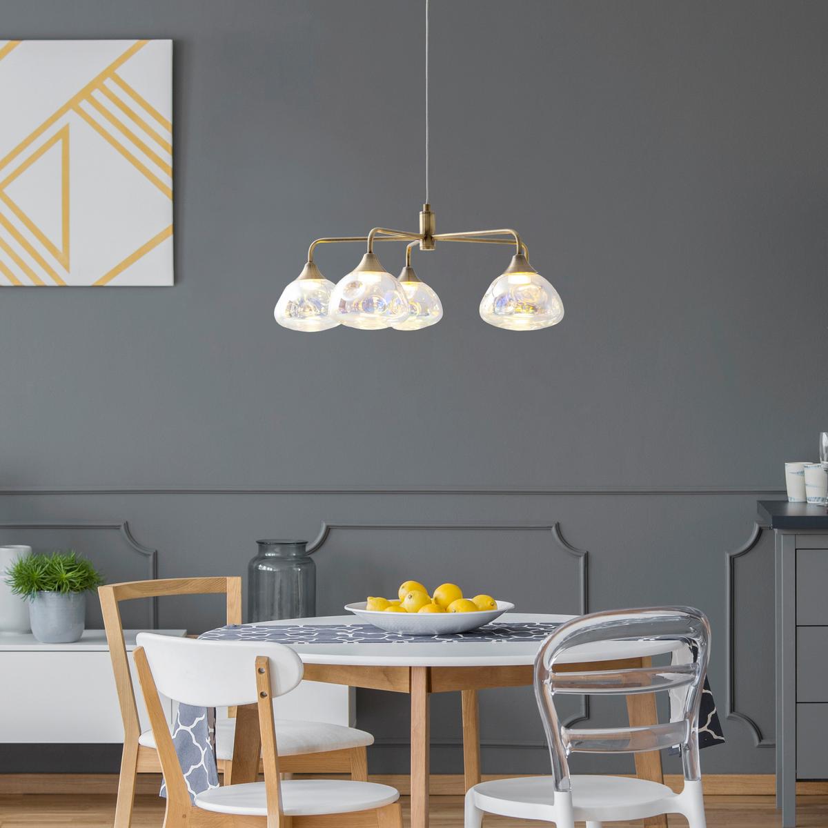 LED-Hängeleuchte Varna H: 120 cm 5-Flamming - Messingfarben, Design, Glas/Metall (50/120cm) - Näve