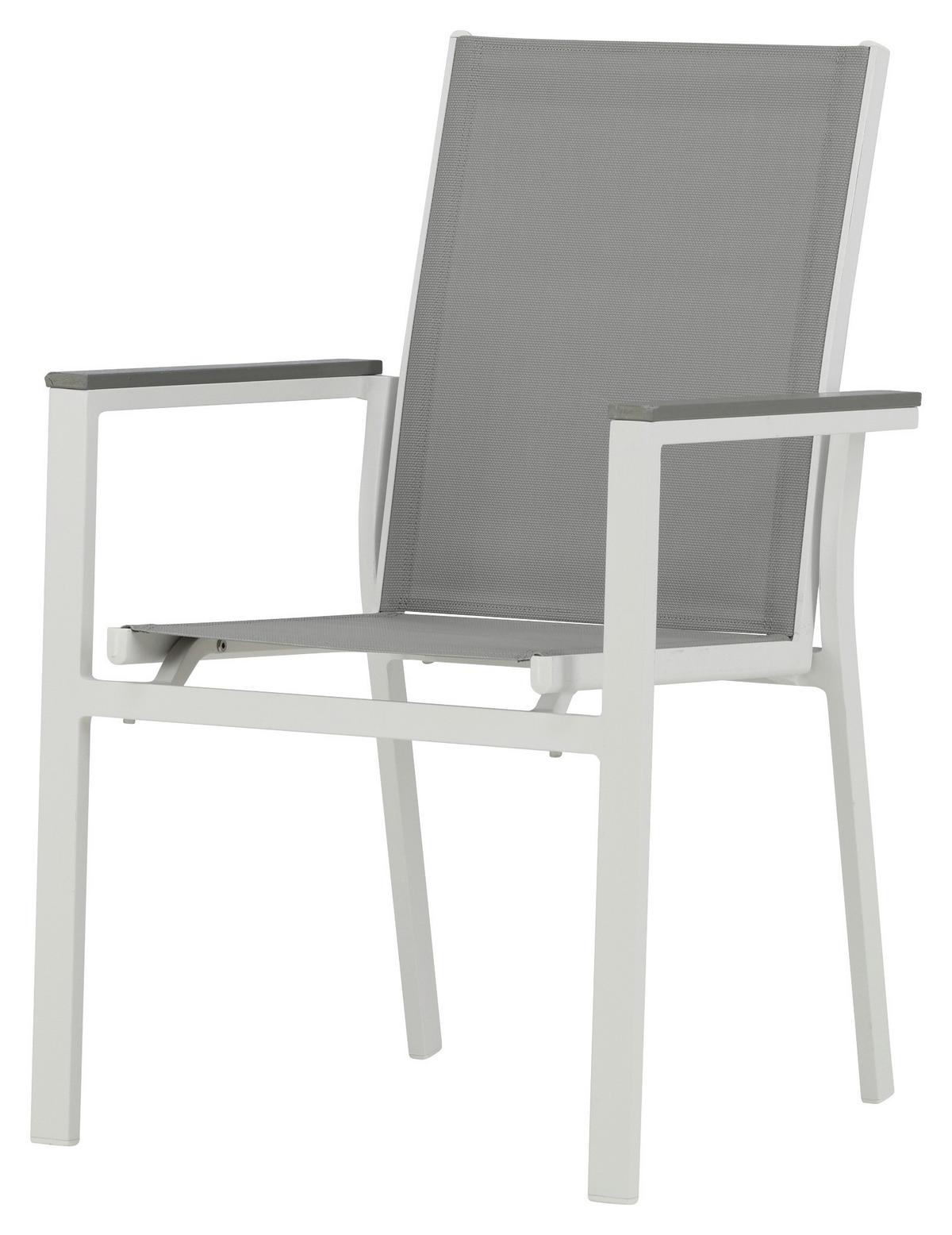 Gartensessel-set 2-tlg. Parma Metall/textil - Weiß/Grau, KONVENTIONELL, Textil/Metall (57/90/60cm) - Gardenson