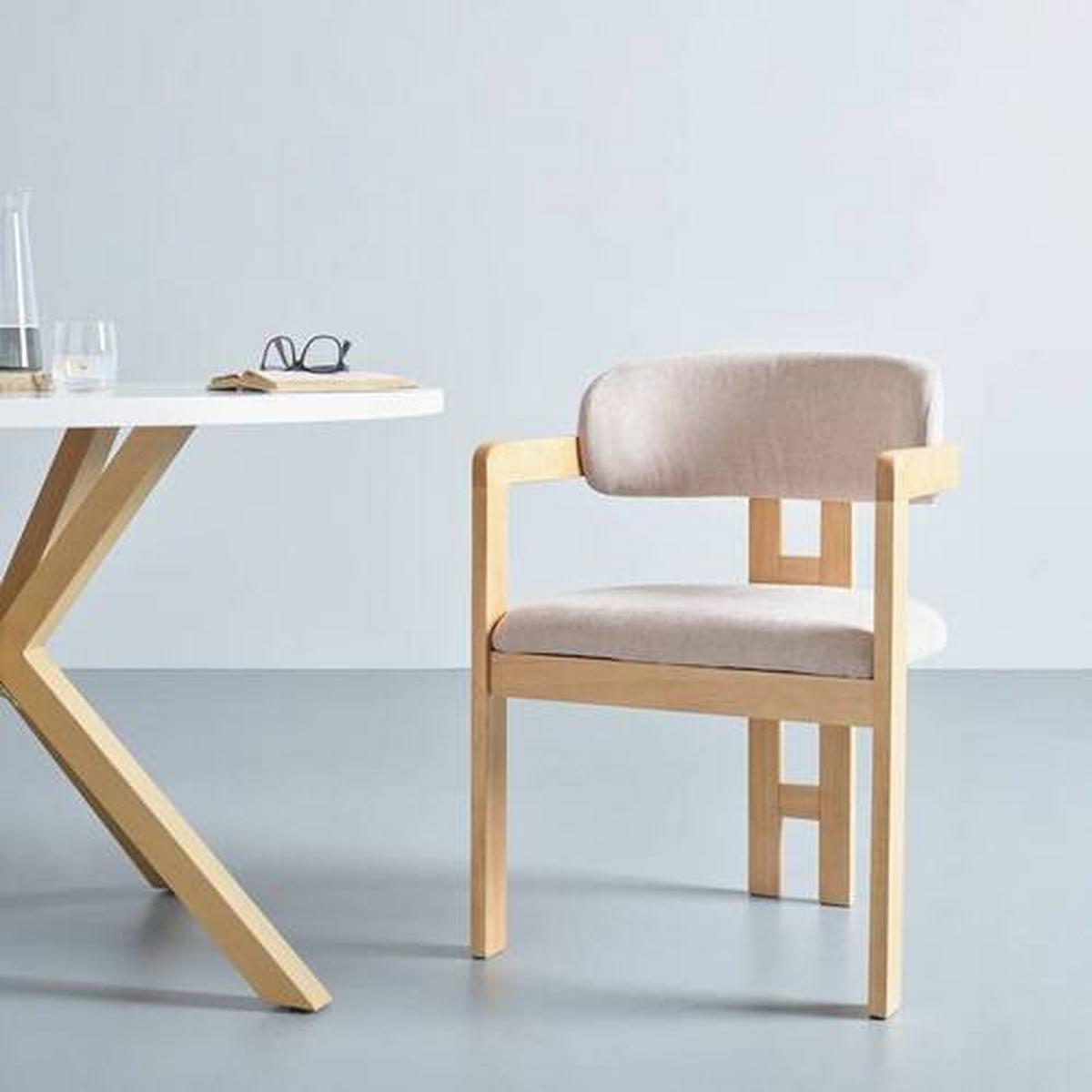 Armlehnstuhl Sally Hellbraun Gepolstert - Hellbraun/Eichefarben, MODERN, Holz/Textil (60/80/52cm) - MID.YOU