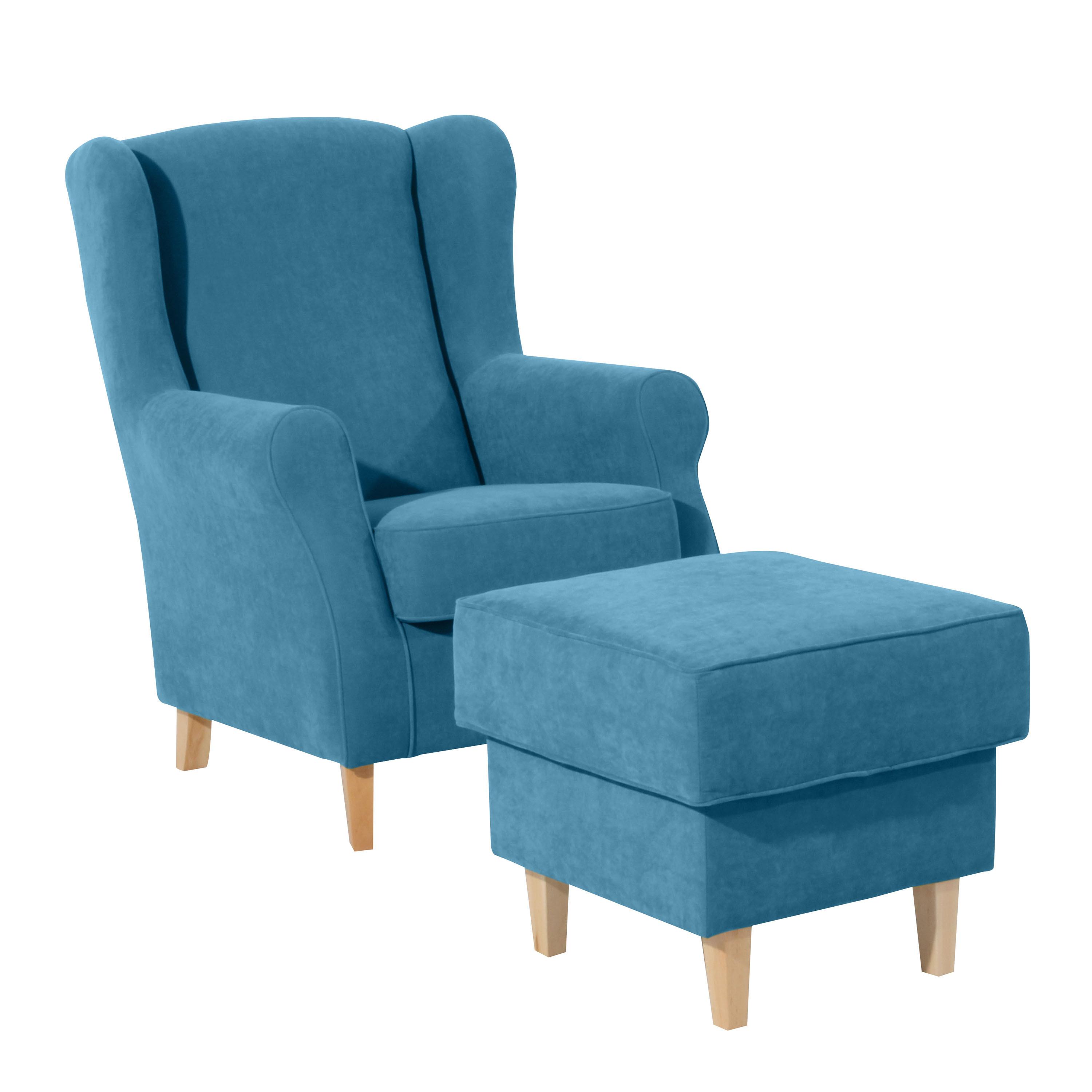 Hocker Lorris - Buchefarben/Petrol, Design, Textil (53/45/53cm) - Max Winzer