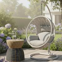 ZÁVESNÉ KRESLO MIRA - krémová, Modern, kov/textil (107/196/120cm) - Bessagi Garden