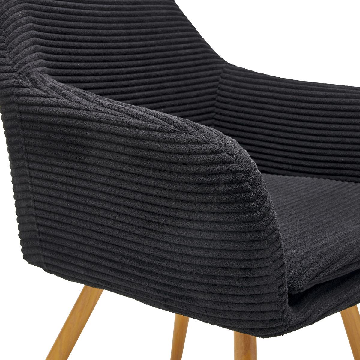 Armlehnstuhl Cardiff - Schwarz/Naturfarben, LIFESTYLE, Textil/Metall (57/83/62cm) - MID.YOU